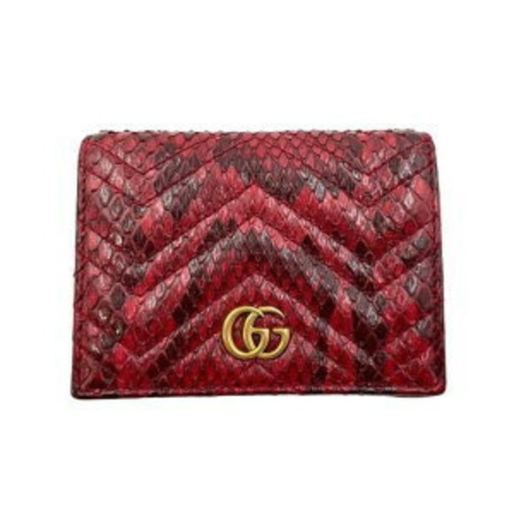 GUCCI Python Wallet Leather Red - Picture 1 of 7